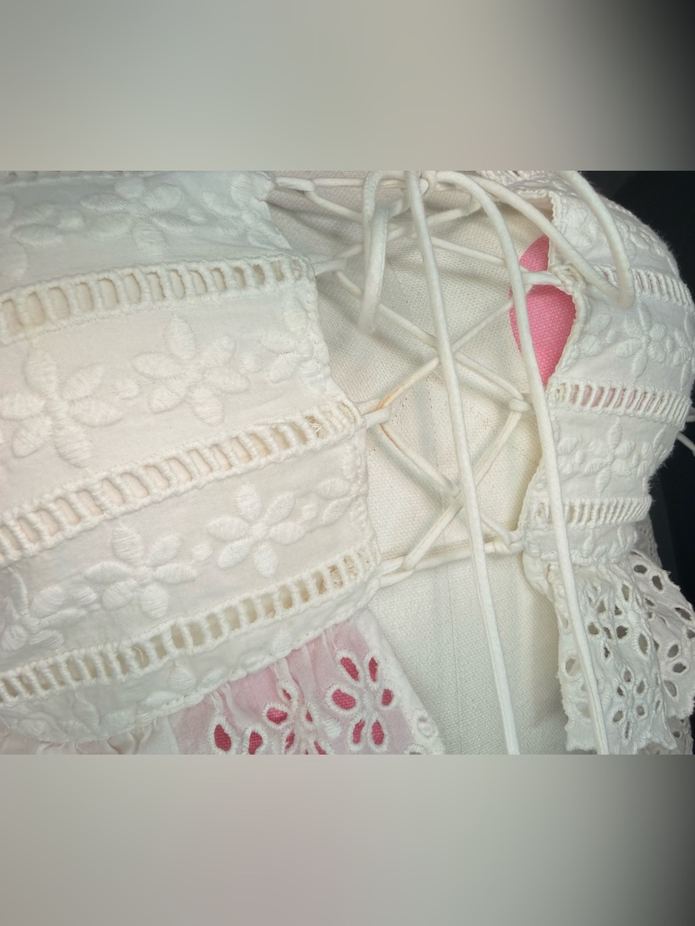 For Love & Lemons Anabelle Eyelet Crop Top Medium - Picture 5 of 16